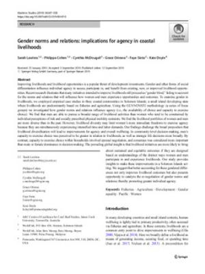 Gender norms and relations: implications for agency in coastal livelihoods